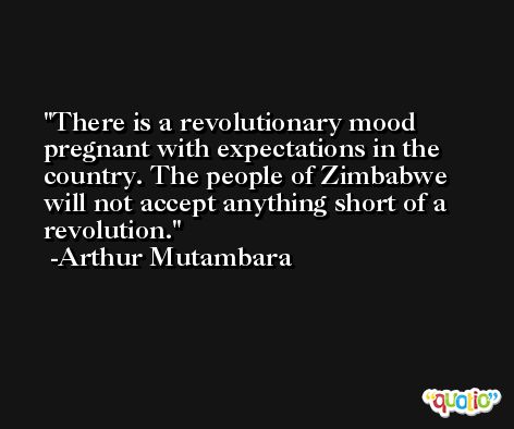 There is a revolutionary mood pregnant with expectations in the country. The people of Zimbabwe will not accept anything short of a revolution. -Arthur Mutambara