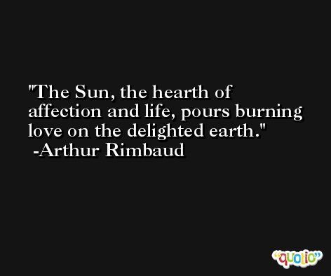 The Sun, the hearth of affection and life, pours burning love on the delighted earth. -Arthur Rimbaud