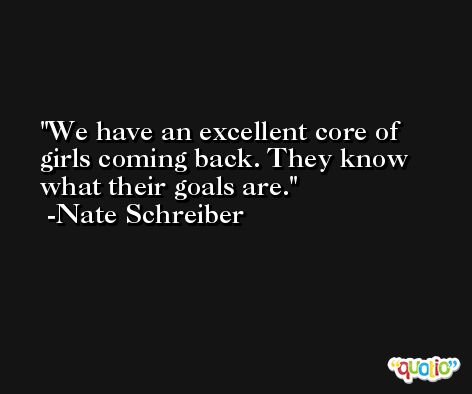 We have an excellent core of girls coming back. They know what their goals are. -Nate Schreiber