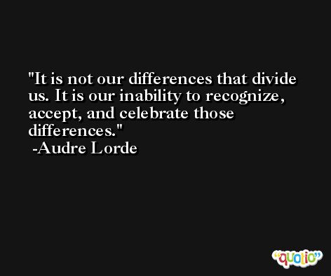 It is not our differences that divide us. It is our inability to recognize, accept, and celebrate those differences. -Audre Lorde