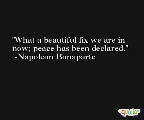 What a beautiful fix we are in now; peace has been declared. -Napoleon Bonaparte
