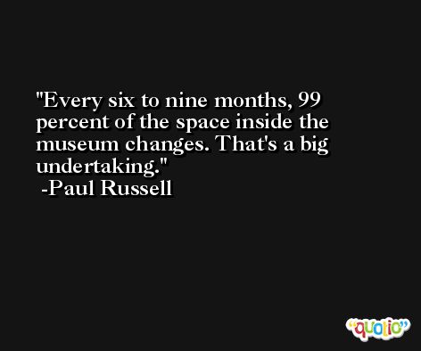 Every six to nine months, 99 percent of the space inside the museum changes. That's a big undertaking. -Paul Russell