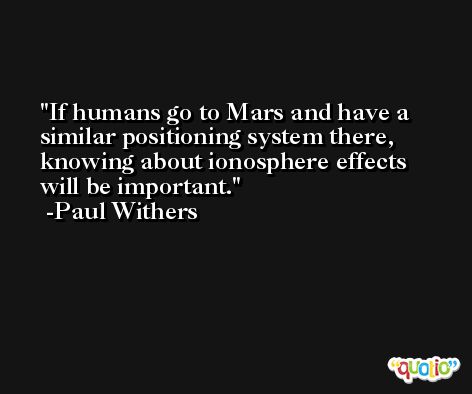 If humans go to Mars and have a similar positioning system there, knowing about ionosphere effects will be important. -Paul Withers