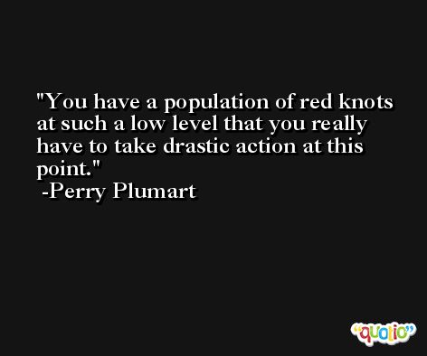 You have a population of red knots at such a low level that you really have to take drastic action at this point. -Perry Plumart