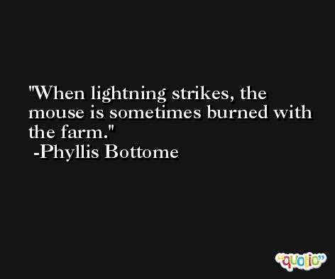 When lightning strikes, the mouse is sometimes burned with the farm. -Phyllis Bottome
