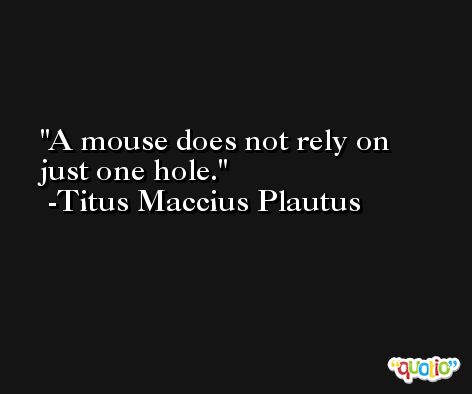 A mouse does not rely on just one hole. -Titus Maccius Plautus