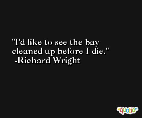 I'd like to see the bay cleaned up before I die. -Richard Wright