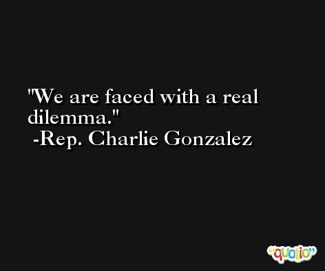 We are faced with a real dilemma. -Rep. Charlie Gonzalez