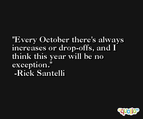 Every October there's always increases or drop-offs, and I think this year will be no exception. -Rick Santelli