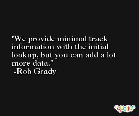 We provide minimal track information with the initial lookup, but you can add a lot more data. -Rob Grady
