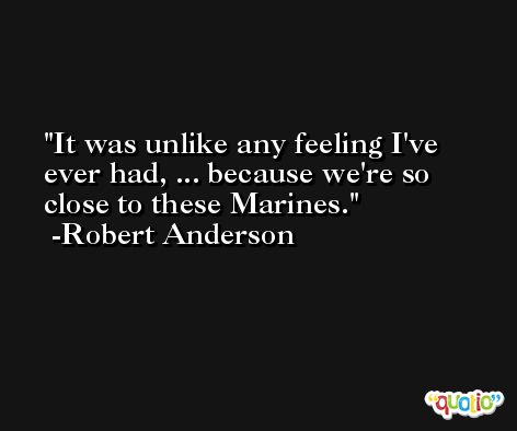 It was unlike any feeling I've ever had, ... because we're so close to these Marines. -Robert Anderson
