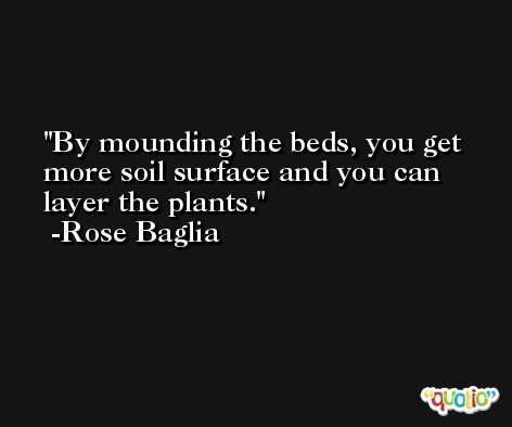 By mounding the beds, you get more soil surface and you can layer the plants. -Rose Baglia