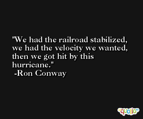 We had the railroad stabilized, we had the velocity we wanted, then we got hit by this hurricane. -Ron Conway