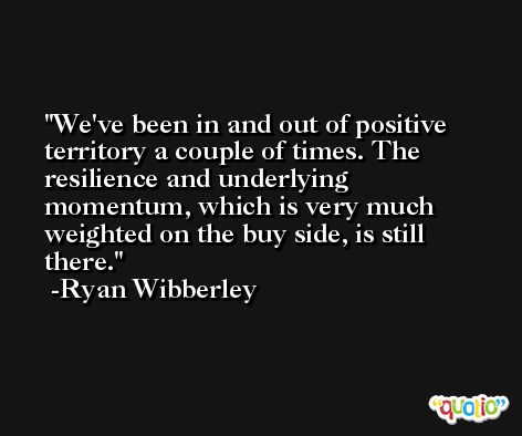 We've been in and out of positive territory a couple of times. The resilience and underlying momentum, which is very much weighted on the buy side, is still there. -Ryan Wibberley