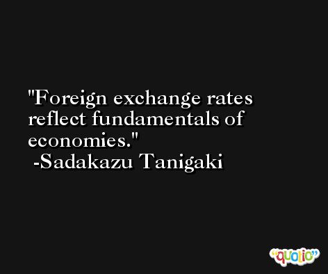 Foreign exchange rates reflect fundamentals of economies. -Sadakazu Tanigaki
