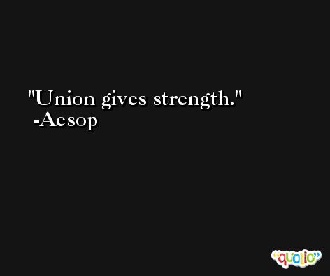 Union gives strength. -Aesop