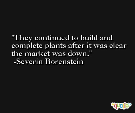 They continued to build and complete plants after it was clear the market was down. -Severin Borenstein