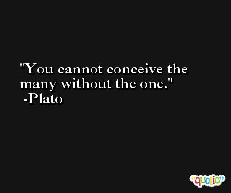 You cannot conceive the many without the one. -Plato