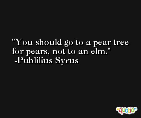 You should go to a pear tree for pears, not to an elm. -Publilius Syrus