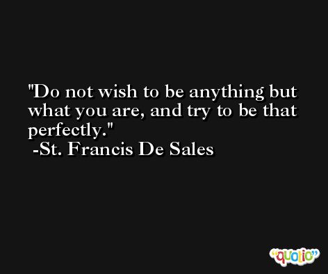 Do not wish to be anything but what you are, and try to be that perfectly. -St. Francis De Sales