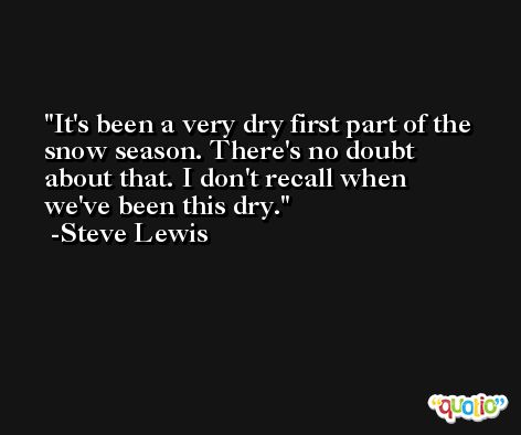 It's been a very dry first part of the snow season. There's no doubt about that. I don't recall when we've been this dry. -Steve Lewis