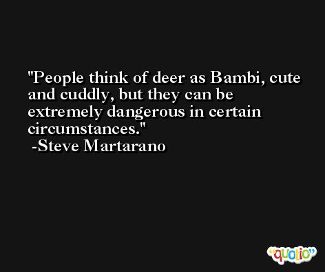 People think of deer as Bambi, cute and cuddly, but they can be extremely dangerous in certain circumstances. -Steve Martarano