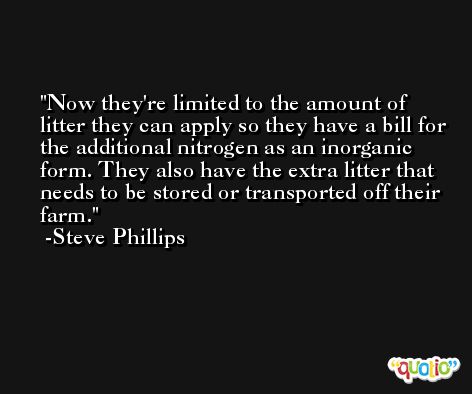 Now they're limited to the amount of litter they can apply so they have a bill for the additional nitrogen as an inorganic form. They also have the extra litter that needs to be stored or transported off their farm. -Steve Phillips