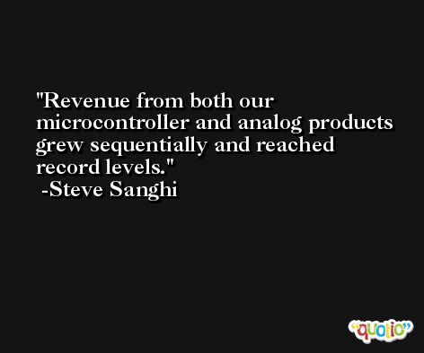 Revenue from both our microcontroller and analog products grew sequentially and reached record levels. -Steve Sanghi