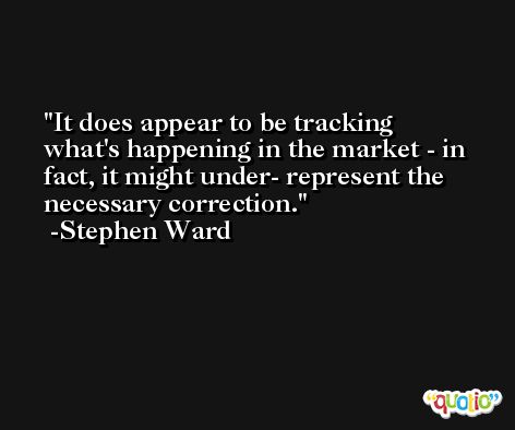 It does appear to be tracking what's happening in the market - in fact, it might under- represent the necessary correction. -Stephen Ward