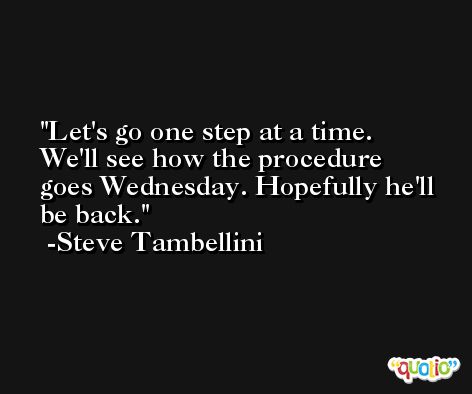 Let's go one step at a time. We'll see how the procedure goes Wednesday. Hopefully he'll be back. -Steve Tambellini