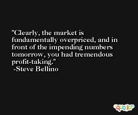 Clearly, the market is fundamentally overpriced, and in front of the impending numbers tomorrow, you had tremendous profit-taking. -Steve Bellino