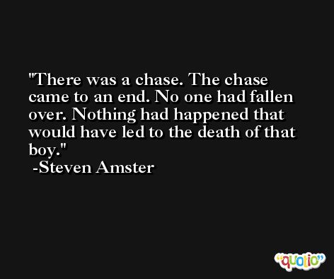 There was a chase. The chase came to an end. No one had fallen over. Nothing had happened that would have led to the death of that boy. -Steven Amster