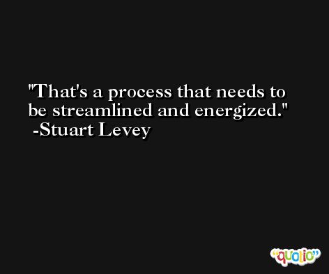 That's a process that needs to be streamlined and energized. -Stuart Levey