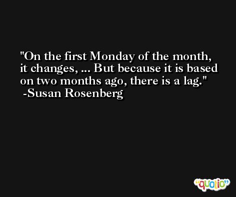 On the first Monday of the month, it changes, ... But because it is based on two months ago, there is a lag. -Susan Rosenberg