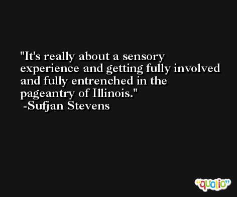 It's really about a sensory experience and getting fully involved and fully entrenched in the pageantry of Illinois. -Sufjan Stevens
