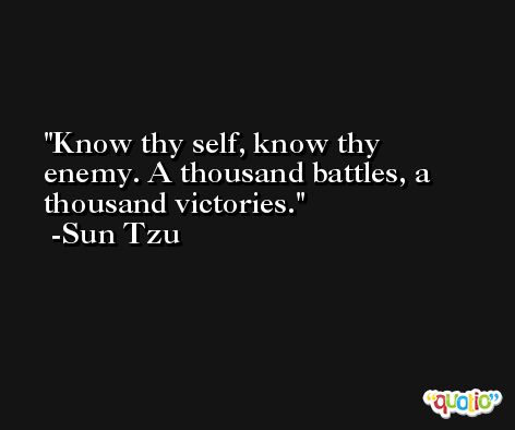 Know thy self, know thy enemy. A thousand battles, a thousand victories. -Sun Tzu
