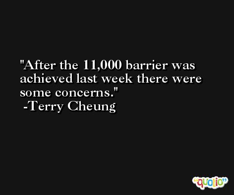 After the 11,000 barrier was achieved last week there were some concerns. -Terry Cheung