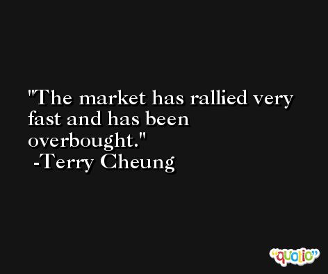 The market has rallied very fast and has been overbought. -Terry Cheung