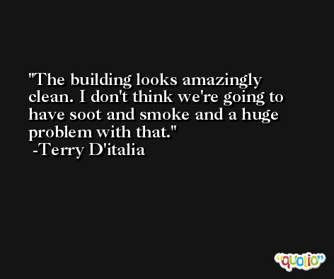The building looks amazingly clean. I don't think we're going to have soot and smoke and a huge problem with that. -Terry D'italia