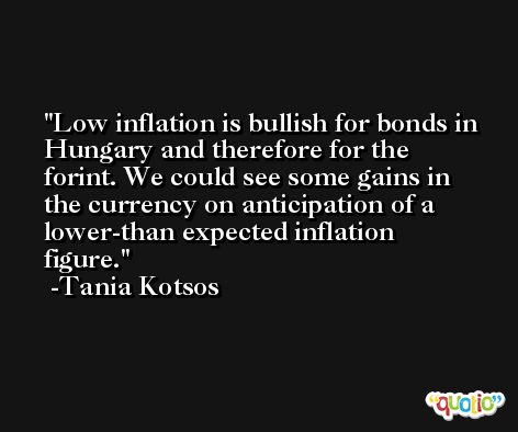 Low inflation is bullish for bonds in Hungary and therefore for the forint. We could see some gains in the currency on anticipation of a lower-than expected inflation figure. -Tania Kotsos