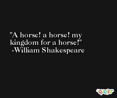 A horse! a horse! my kingdom for a horse! -William Shakespeare