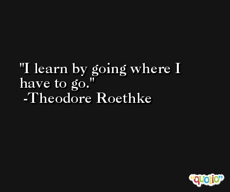 I learn by going where I have to go. -Theodore Roethke