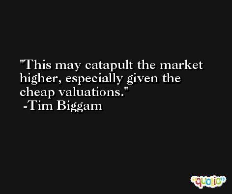 This may catapult the market higher, especially given the cheap valuations. -Tim Biggam