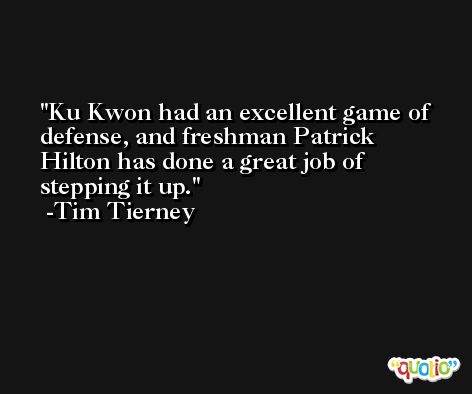 Ku Kwon had an excellent game of defense, and freshman Patrick Hilton has done a great job of stepping it up. -Tim Tierney