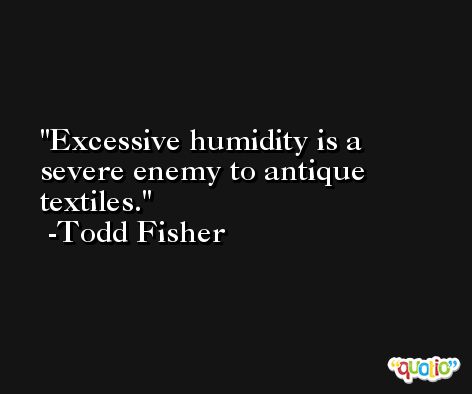 Excessive humidity is a severe enemy to antique textiles. -Todd Fisher