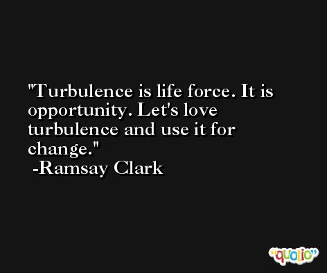Turbulence is life force. It is opportunity. Let's love turbulence and use it for change. -Ramsay Clark