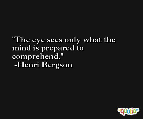 The eye sees only what the mind is prepared to comprehend. -Henri Bergson