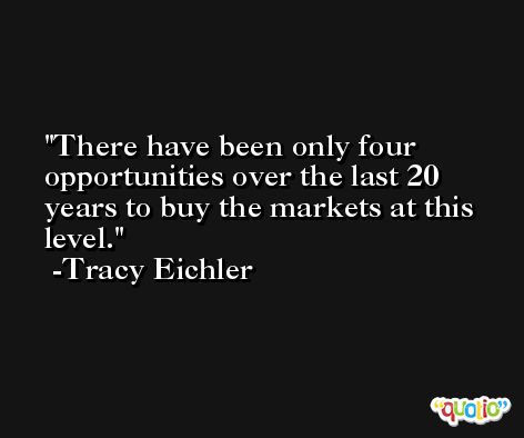 There have been only four opportunities over the last 20 years to buy the markets at this level. -Tracy Eichler