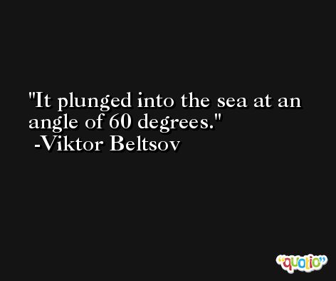 It plunged into the sea at an angle of 60 degrees. -Viktor Beltsov