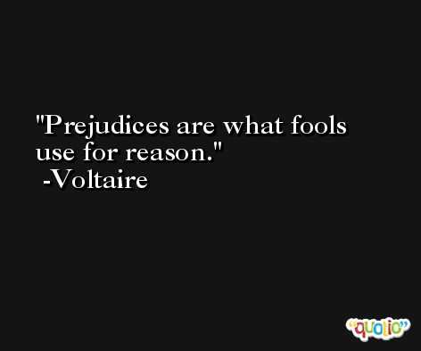 Prejudices are what fools use for reason. -Voltaire
